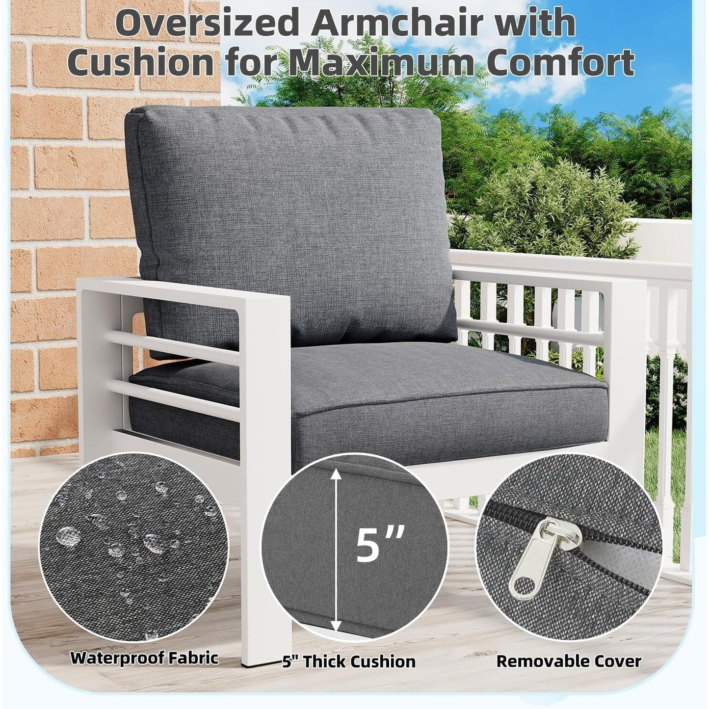 AECOJOY Set di Arredamento da Giardino in Alluminio da 7 Pezzi, Set da Salotto per Esterni