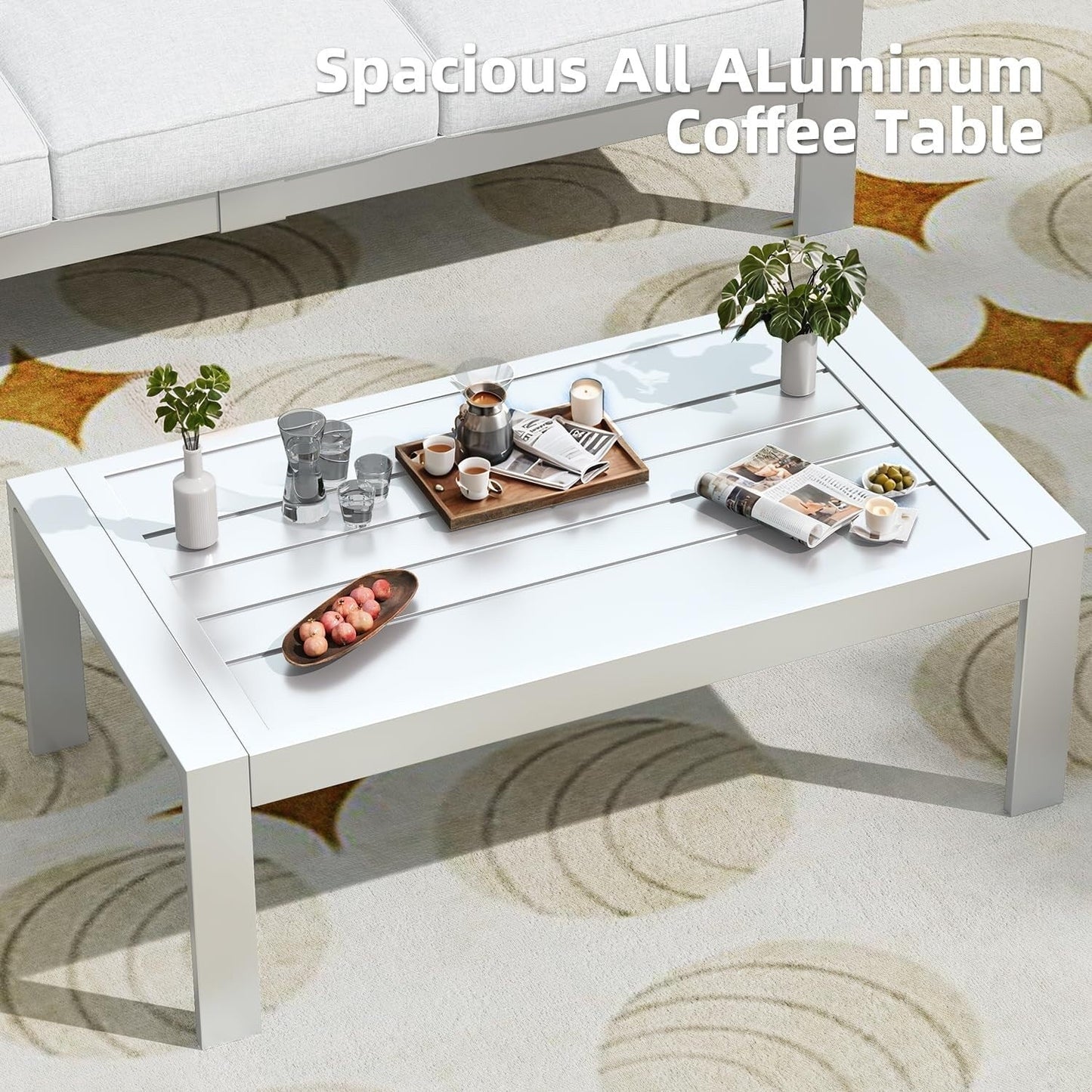 AECOJOY Set di Arredamento da Giardino in Alluminio da 7 Pezzi, Set da Salotto per Esterni