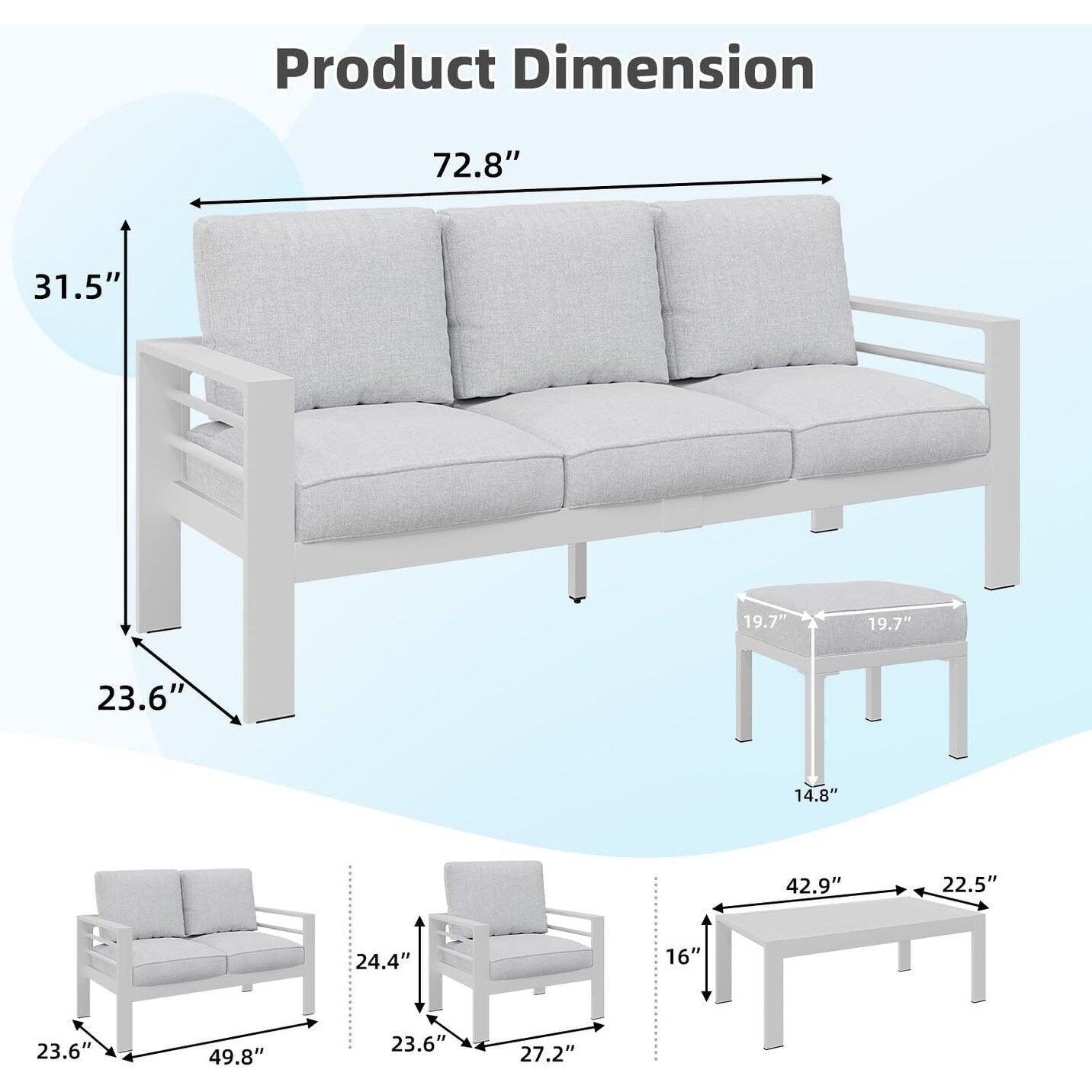 AECOJOY Set di Arredamento da Giardino in Alluminio da 7 Pezzi, Set da Salotto per Esterni