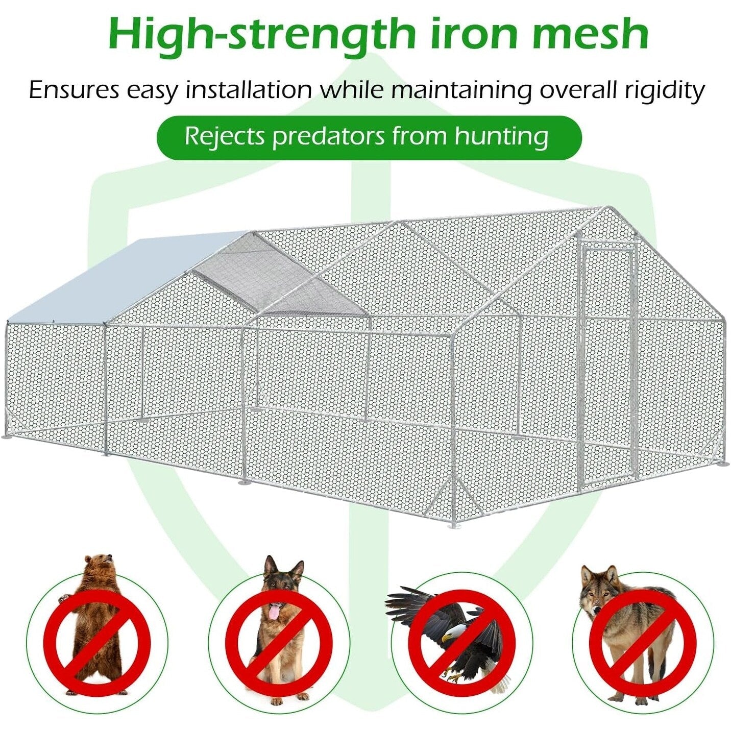 Gabbia per Polli in Metallo AECOJOY, Grande, con Recinto e Ingresso a Piedi