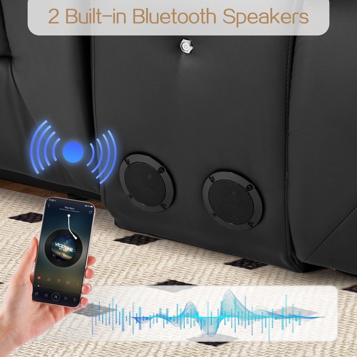 Divano Reclinabile AECOJOY, Manuale, per Camper, Divano Reclinabile in PU, con Console, per Home Theater