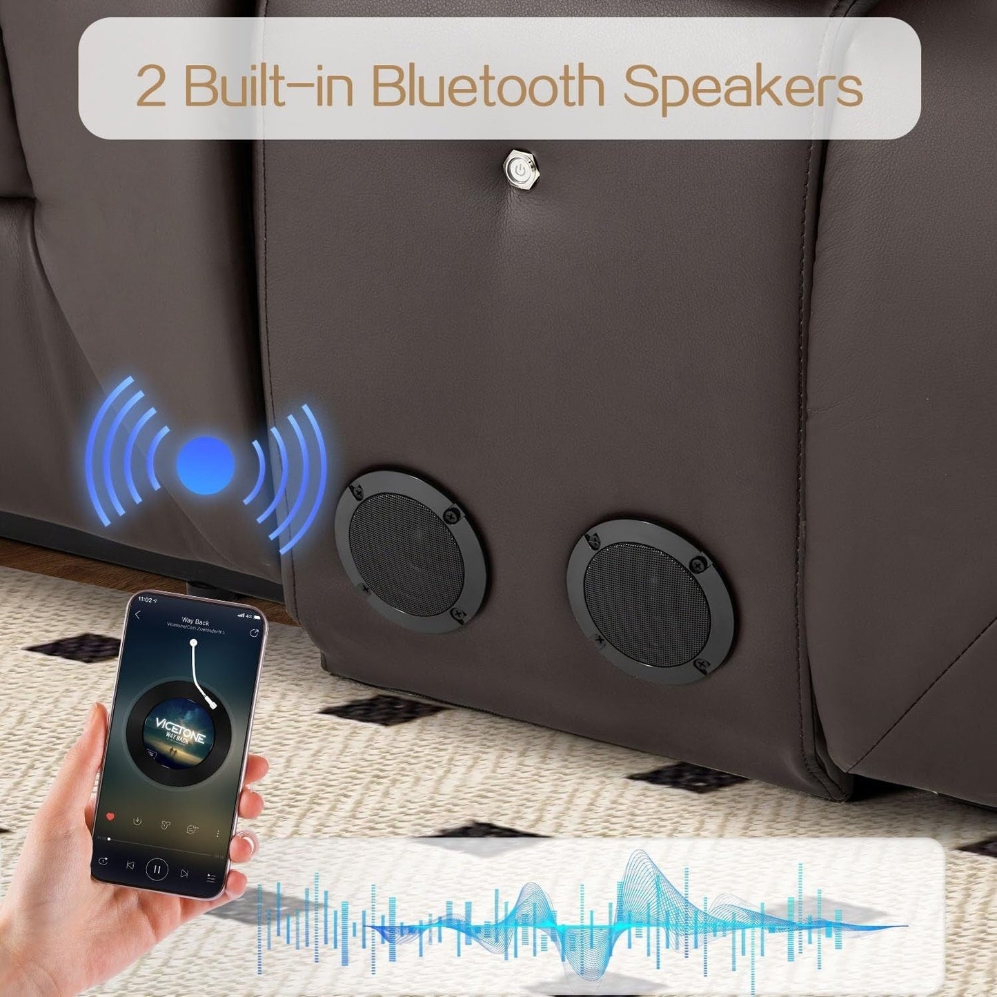 Divano Reclinabile AECOJOY, Manuale, per Camper, Divano Reclinabile in PU, con Console, per Home Theater