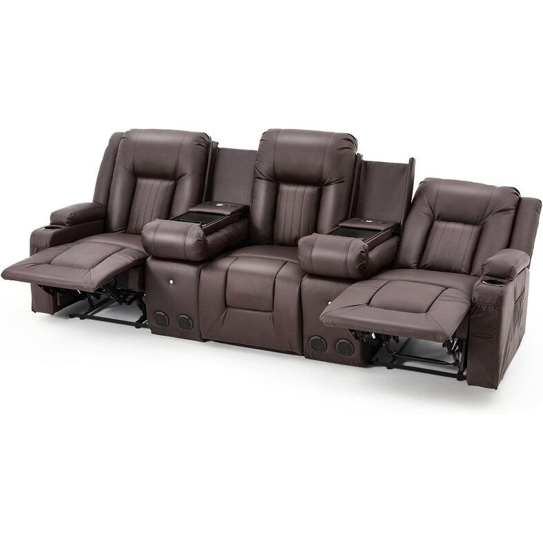 Divano Reclinabile AECOJOY, Manuale, per Camper, Divano Reclinabile in PU, con Console, per Home Theater