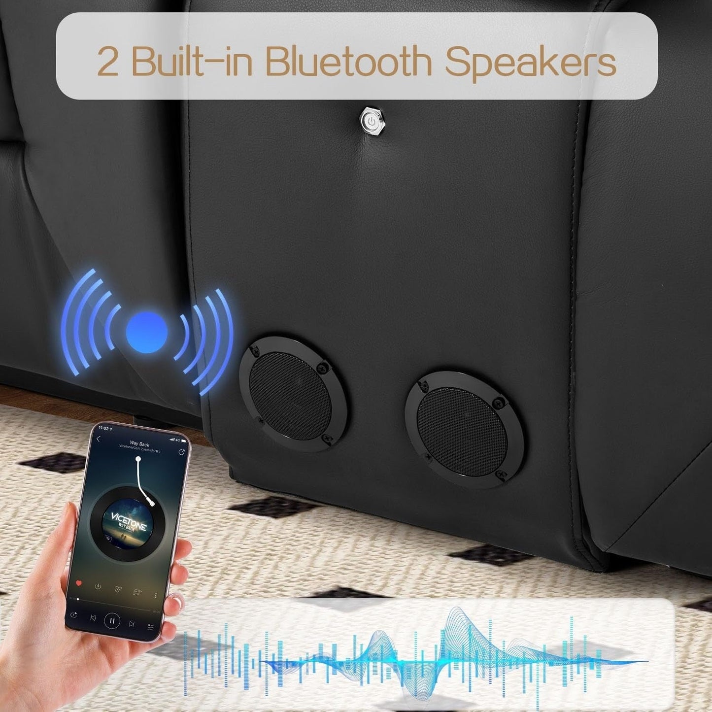 Divano Reclinabile AECOJOY, Manuale, per Camper, Divano Reclinabile in PU, con Console, per Home Theater