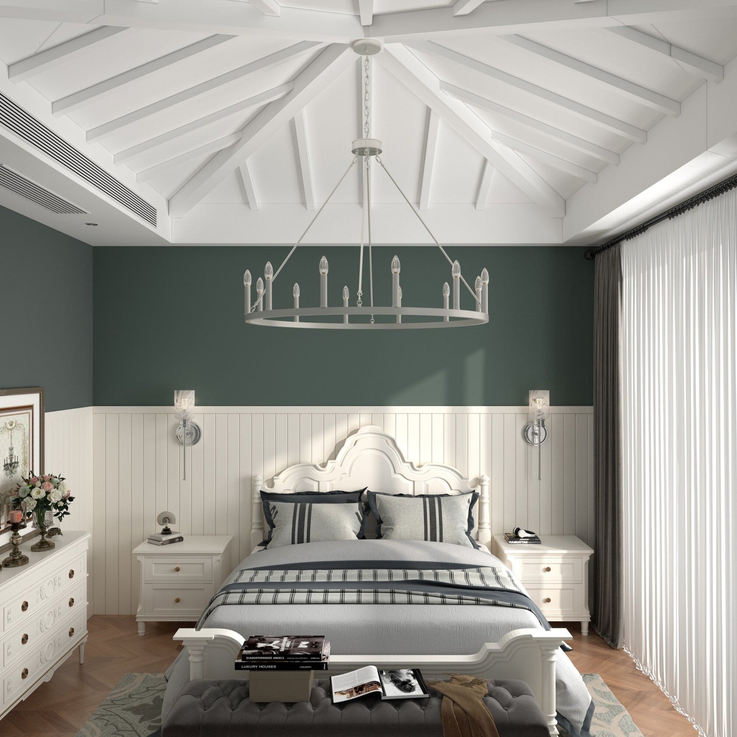 Lampadario a ruota di carro da 12 luci in stile farmhouse Acroma da 40 pollici con certificazione UL - 40'' diametro x 138'' altezza