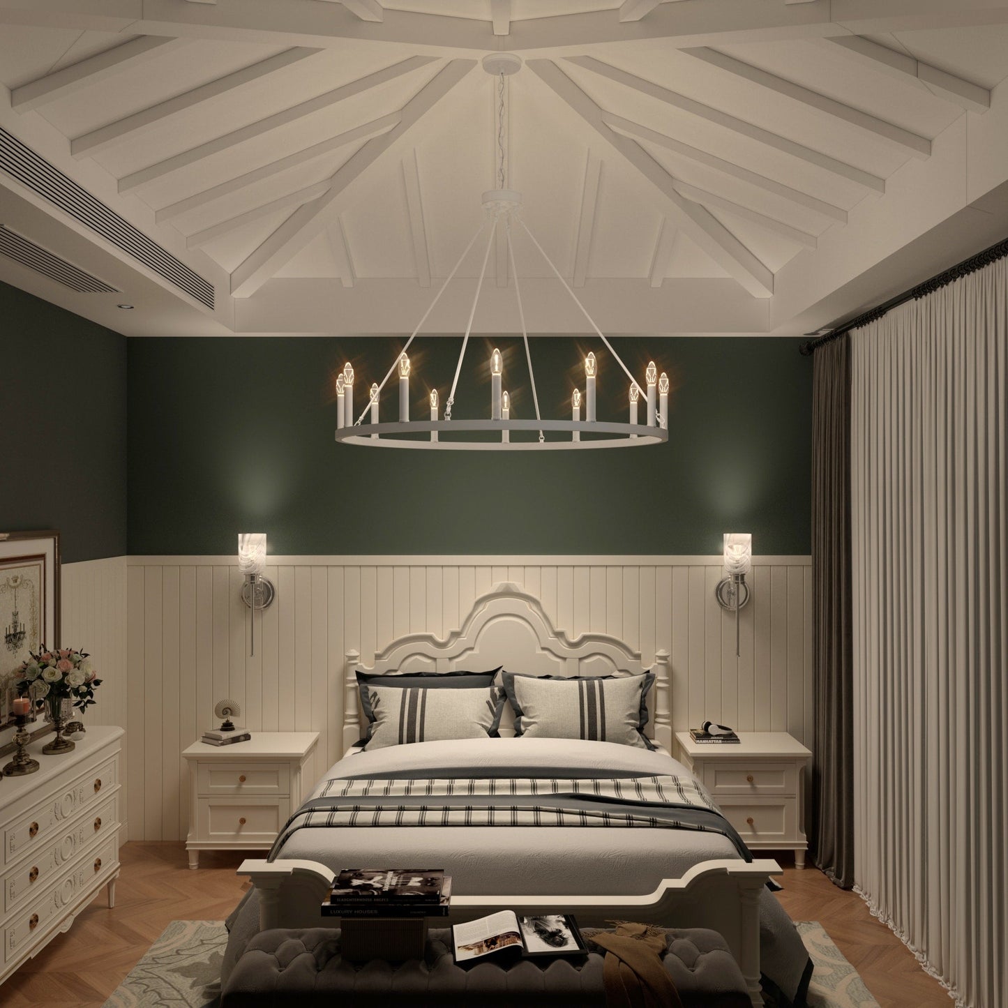 Lampadario a ruota di carro da 12 luci in stile farmhouse Acroma da 40 pollici con certificazione UL - 40'' diametro x 138'' altezza