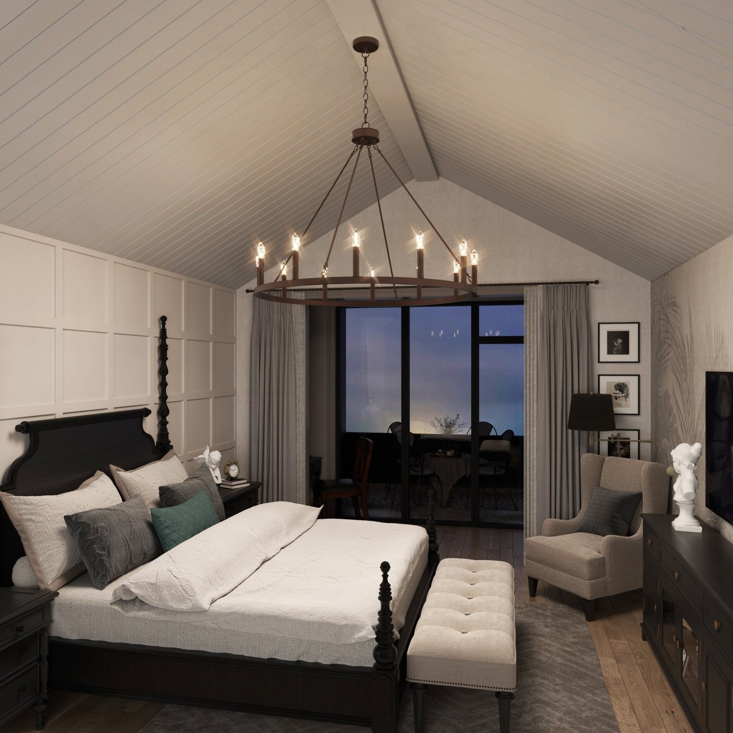 Lampadario a ruota di carro da 12 luci in stile farmhouse Acroma da 40 pollici con certificazione UL - 40'' diametro x 138'' altezza