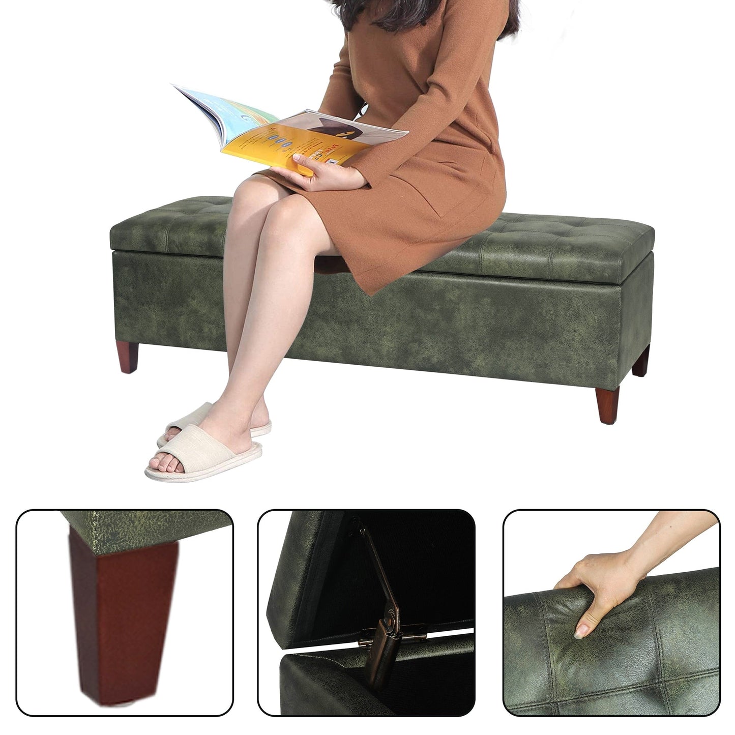 Panca con contenitore Adeco 50 in similpelle