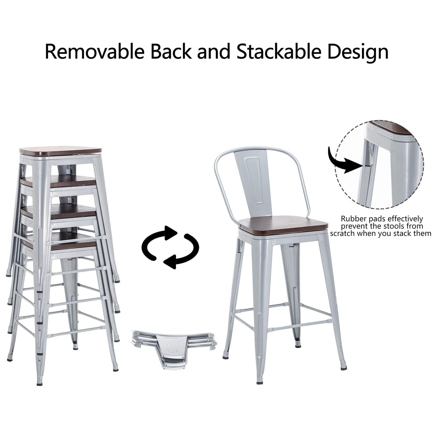 Andeworld sgabelli da bar in stile farmhouse, sgabelli da banco da 4 pezzi - Set di 4