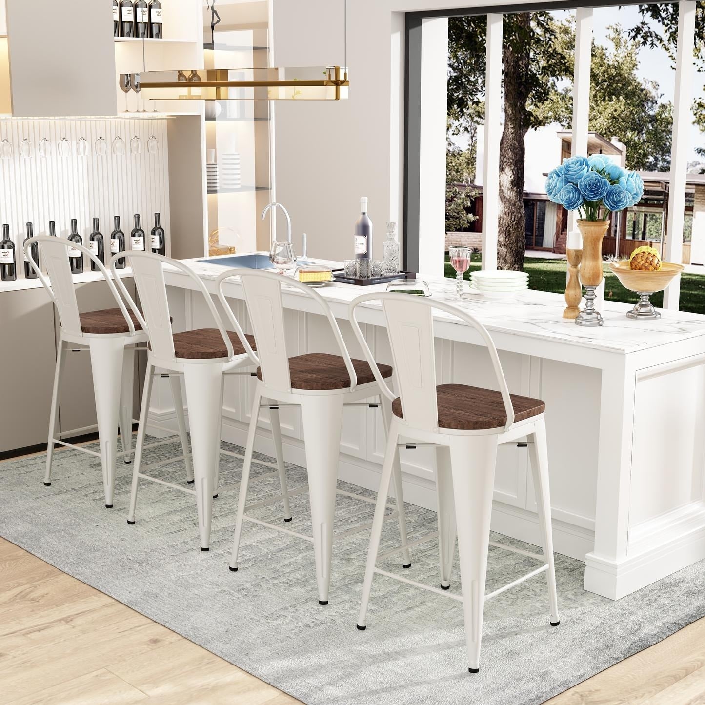 Andeworld sgabelli da bar in stile farmhouse, sgabelli da banco da 4 pezzi - Set di 4