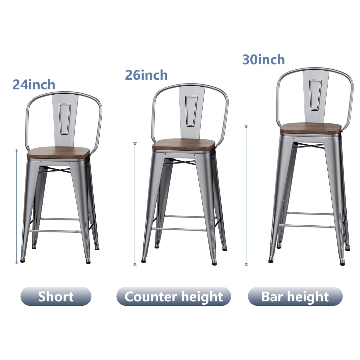 Andeworld sgabelli da bar in stile farmhouse, sgabelli da banco da 4 pezzi - Set di 4