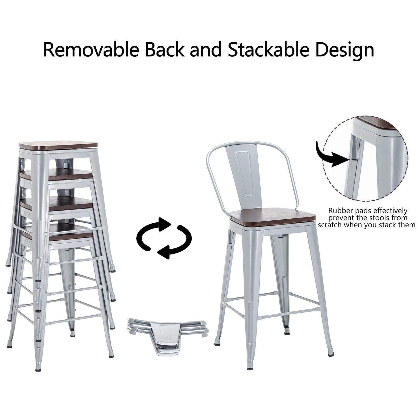 Andeworld sgabelli da bar in stile farmhouse, sgabelli da banco da 4 pezzi - Set di 4