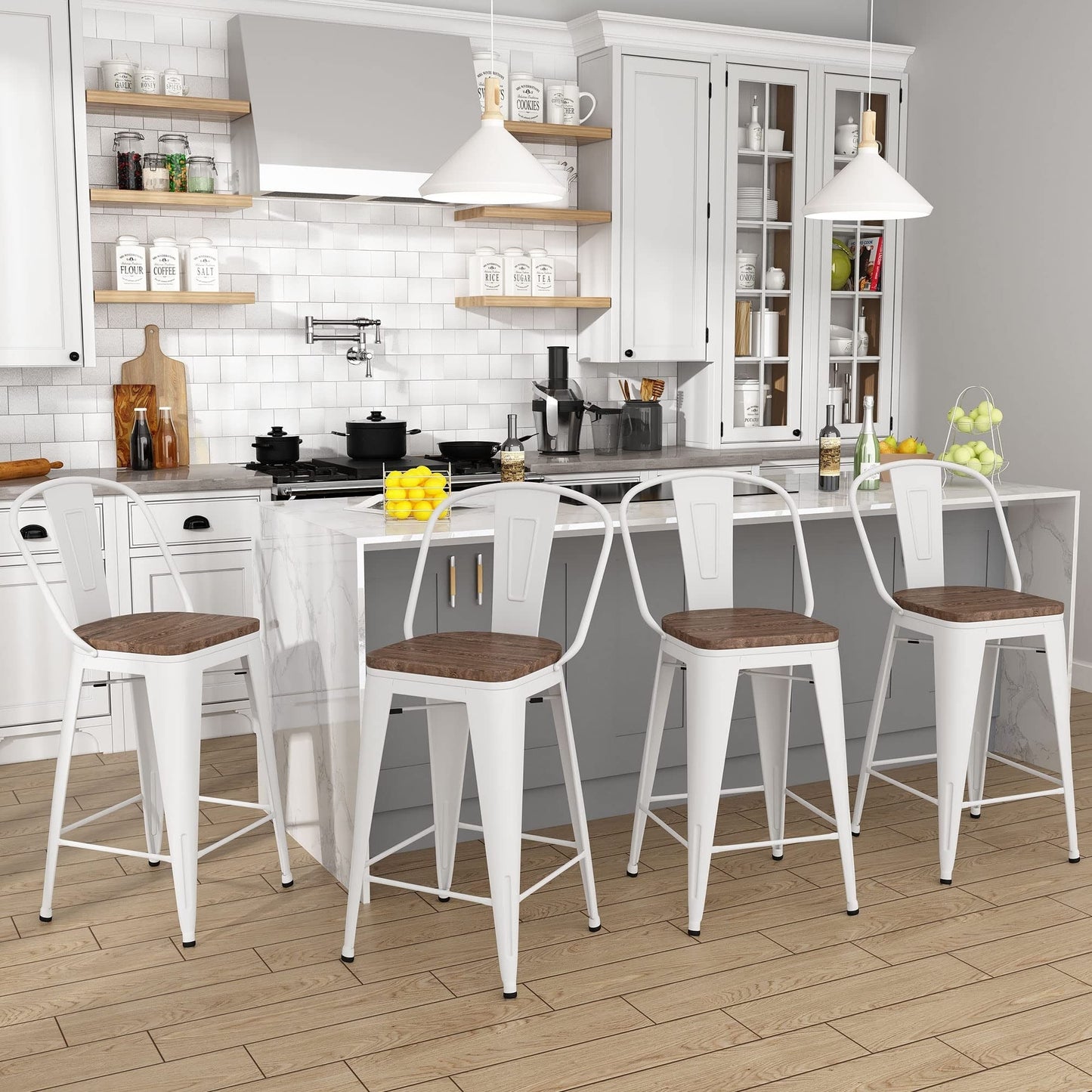 Andeworld sgabelli da bar in stile farmhouse, sgabelli da banco da 4 pezzi - Set di 4