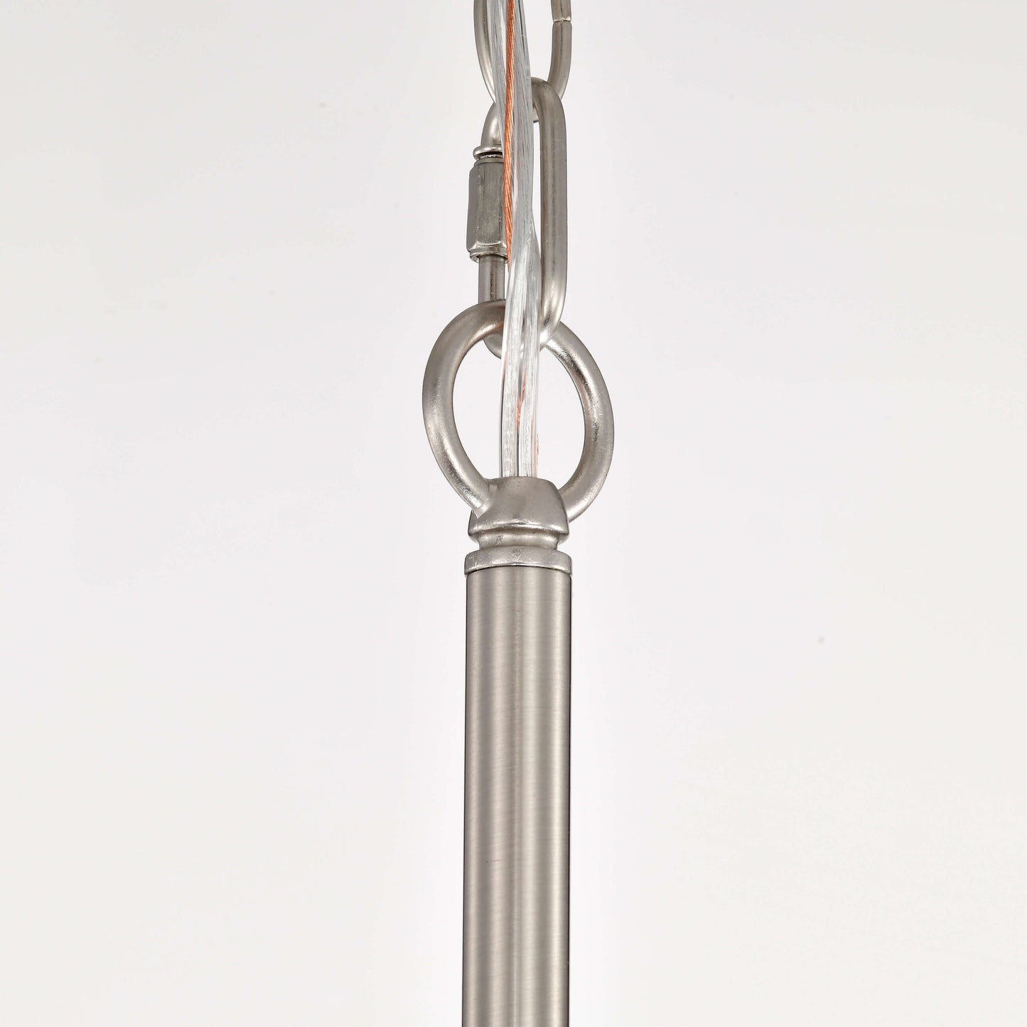 Lampadario Anita con paralume a tamburo e prisma in vetro trasparente