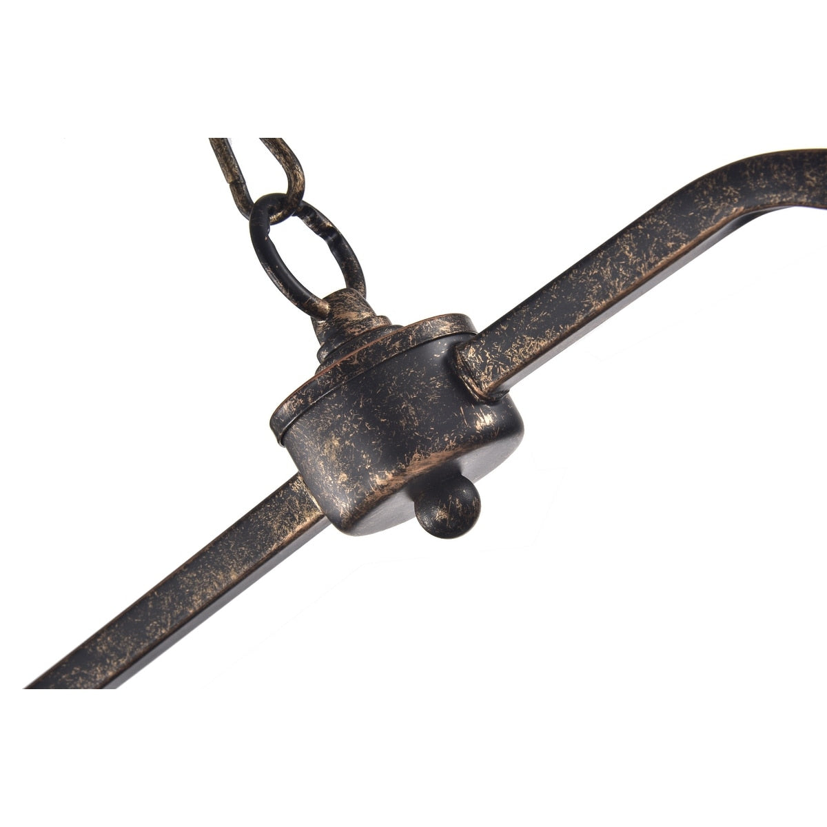 Luce a sospensione rettangolare per isola cucina a 6 luci in bronzo antico con cristalli - Bronzo antico