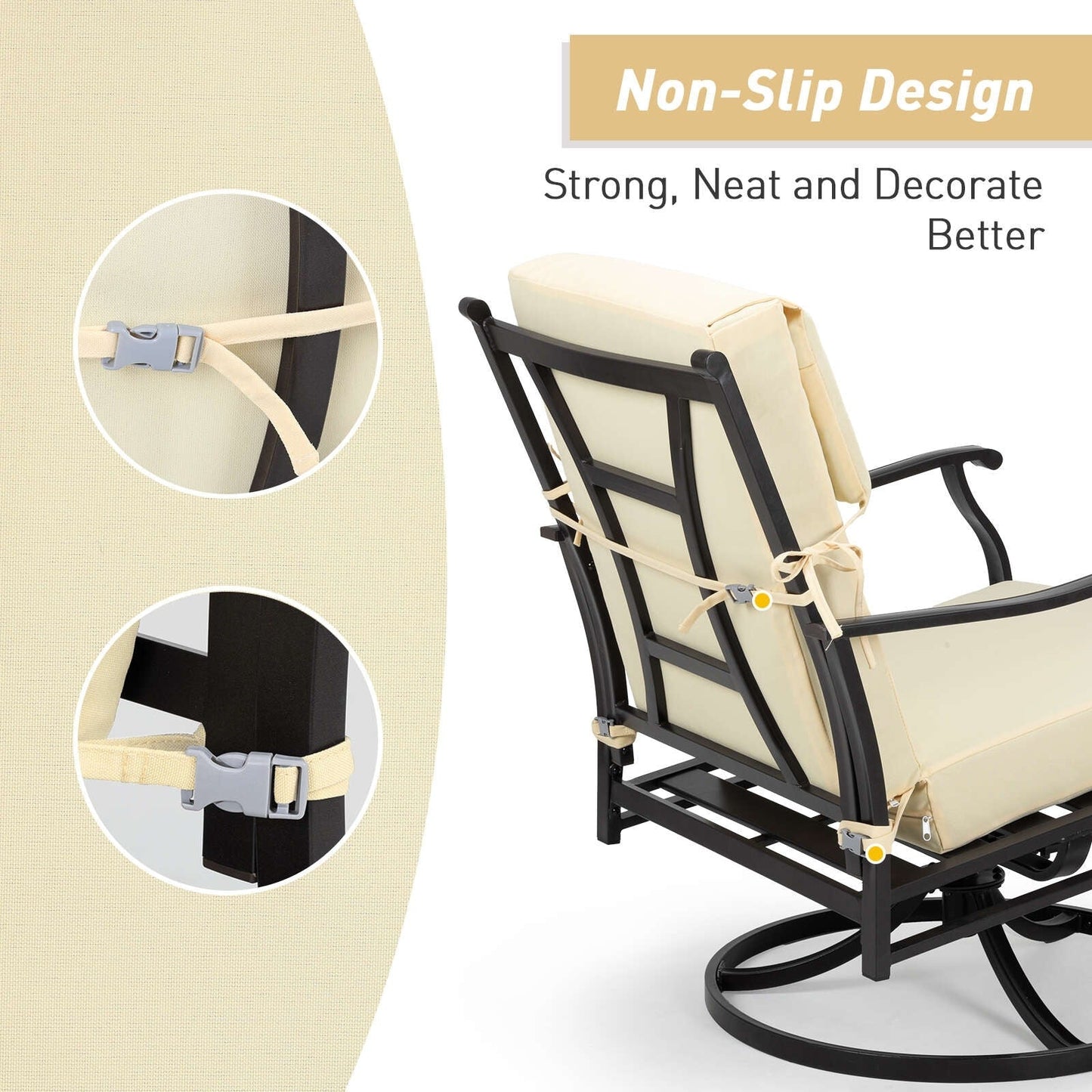 Aoodor Set di 4 cuscini per sedie da giardino con schienale alto, 117x53x10 cm (solo cuscini)