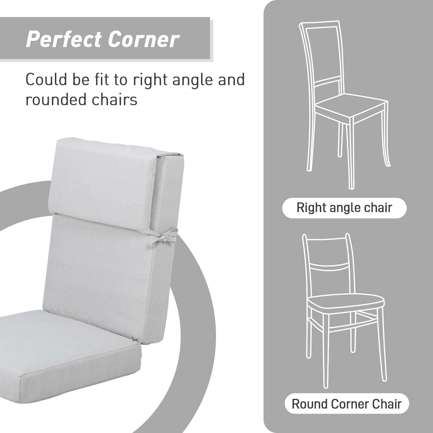 Aoodor Set di 4 cuscini per sedie da giardino con schienale alto, 117x53x10 cm (solo cuscini)