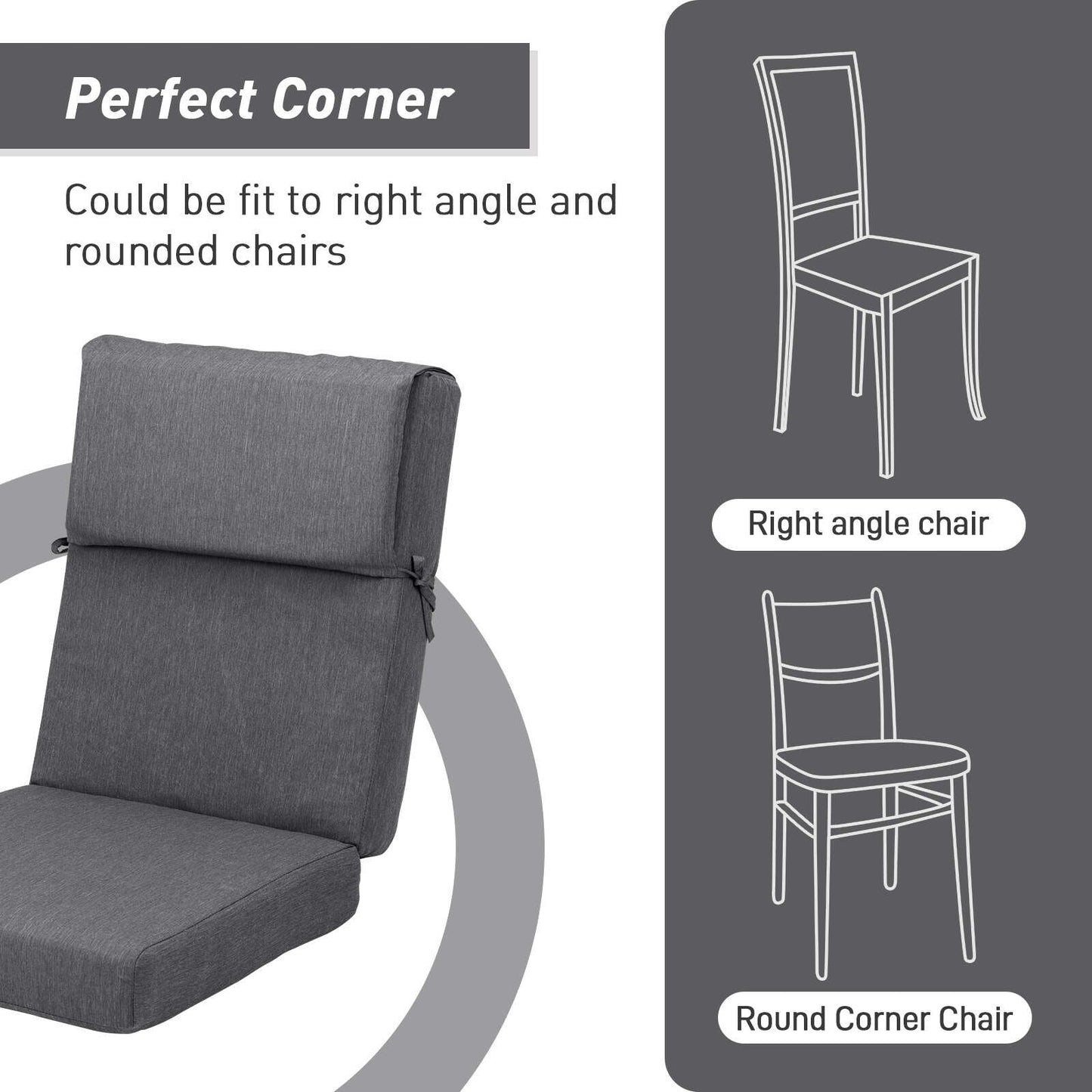 Aoodor Set di 4 cuscini per sedie da giardino con schienale alto, 117x53x10 cm (solo cuscini)