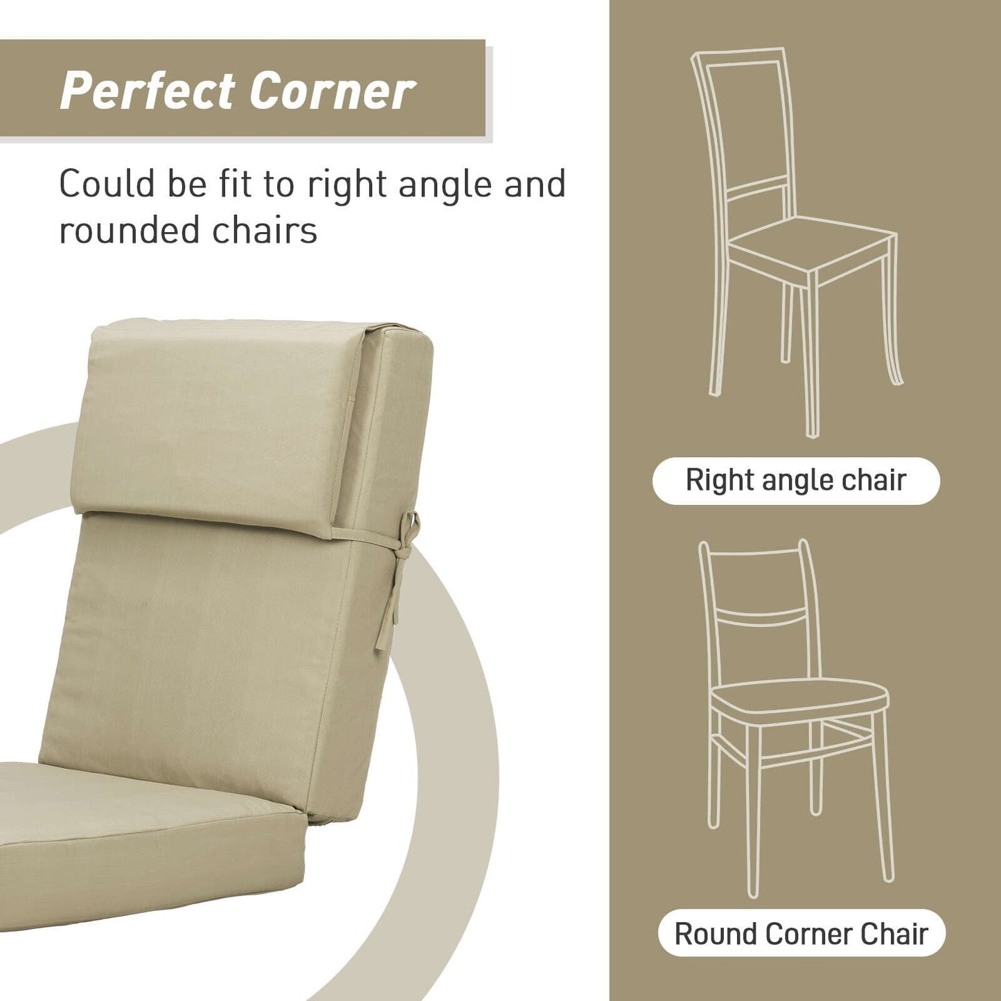 Aoodor Set di 4 cuscini per sedie da giardino con schienale alto, 117x53x10 cm (solo cuscini)