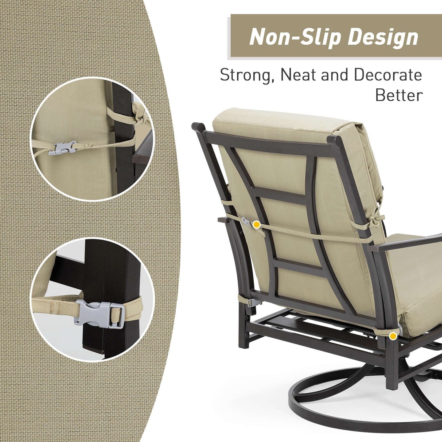 Aoodor Set di 4 cuscini per sedie da giardino con schienale alto, 117x53x10 cm (solo cuscini)