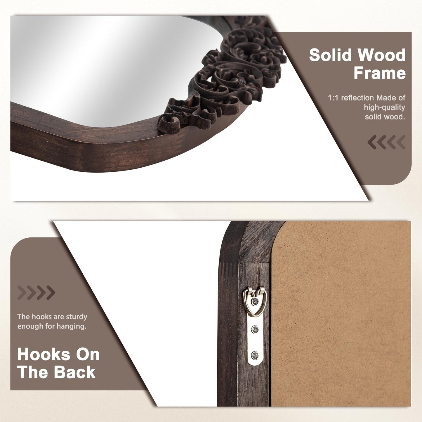 Specchio da terra a figura intera con arco e intaglio in legno massello