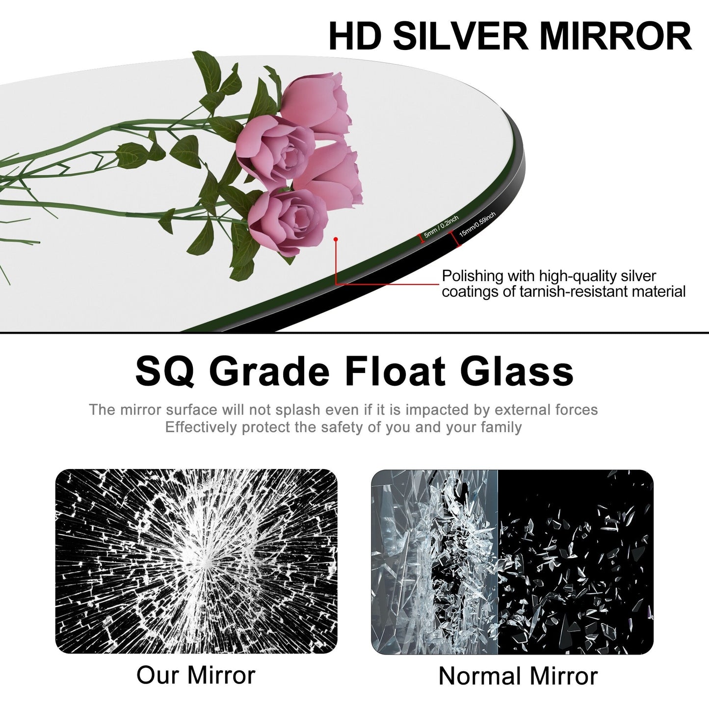 Specchio a figura intera da terra in legno con arco, specchio da parete