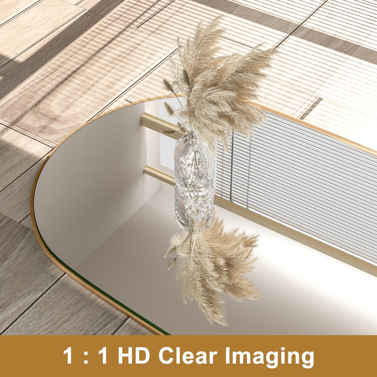 Specchio a figura intera da terra in legno con arco, specchio da parete