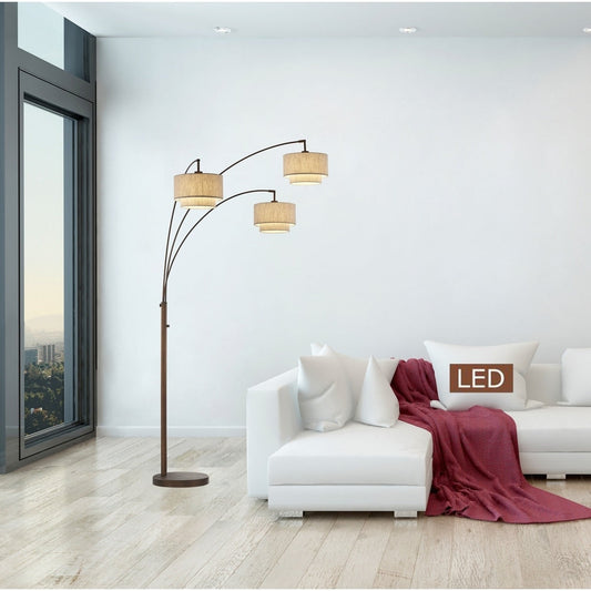 Lampada da terra a LED Artiva Lumiere III Arc in bronzo antico