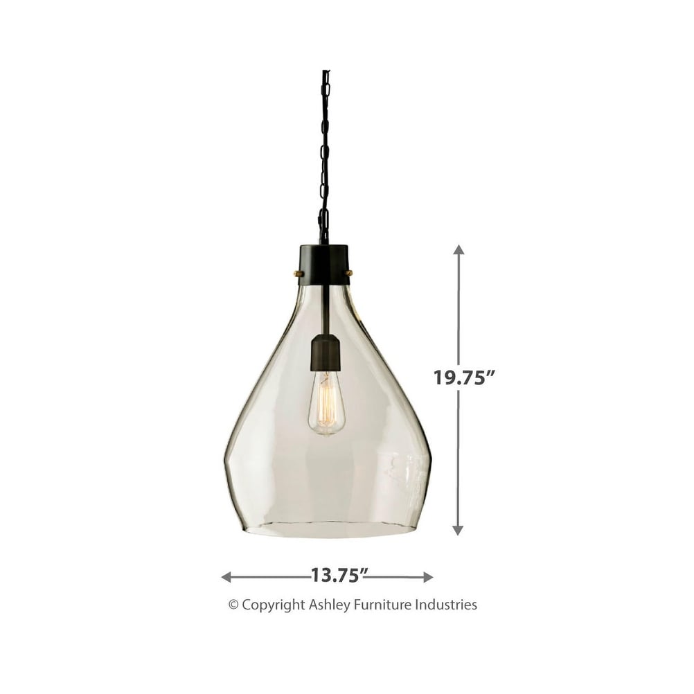 Lampada a sospensione in vetro grigio Avalbane di Signature Design by Ashley - 13,88 L x 13,88 P x 20,25 A (cm)