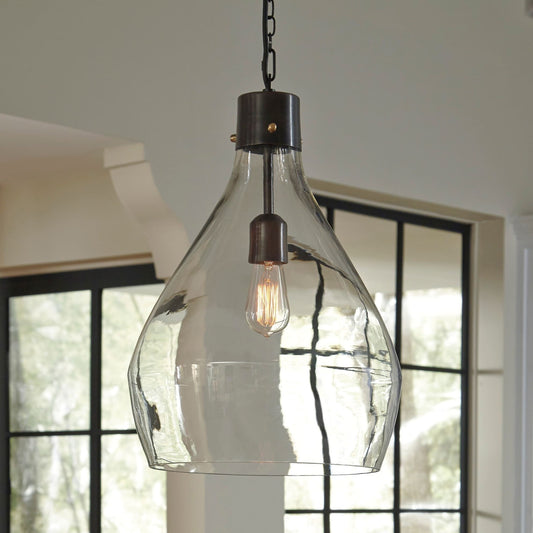 Lampada a sospensione in vetro grigio Avalbane di Signature Design by Ashley - 13,88 L x 13,88 P x 20,25 A (cm)