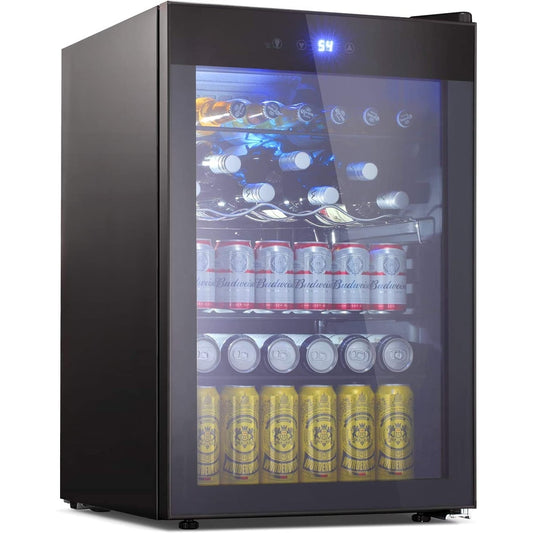 Frigo per vini da 4,4 piedi cubi con luci a LED e pulsanti touch, ripiani rimovibili, rumore inferiore a 38 dB.