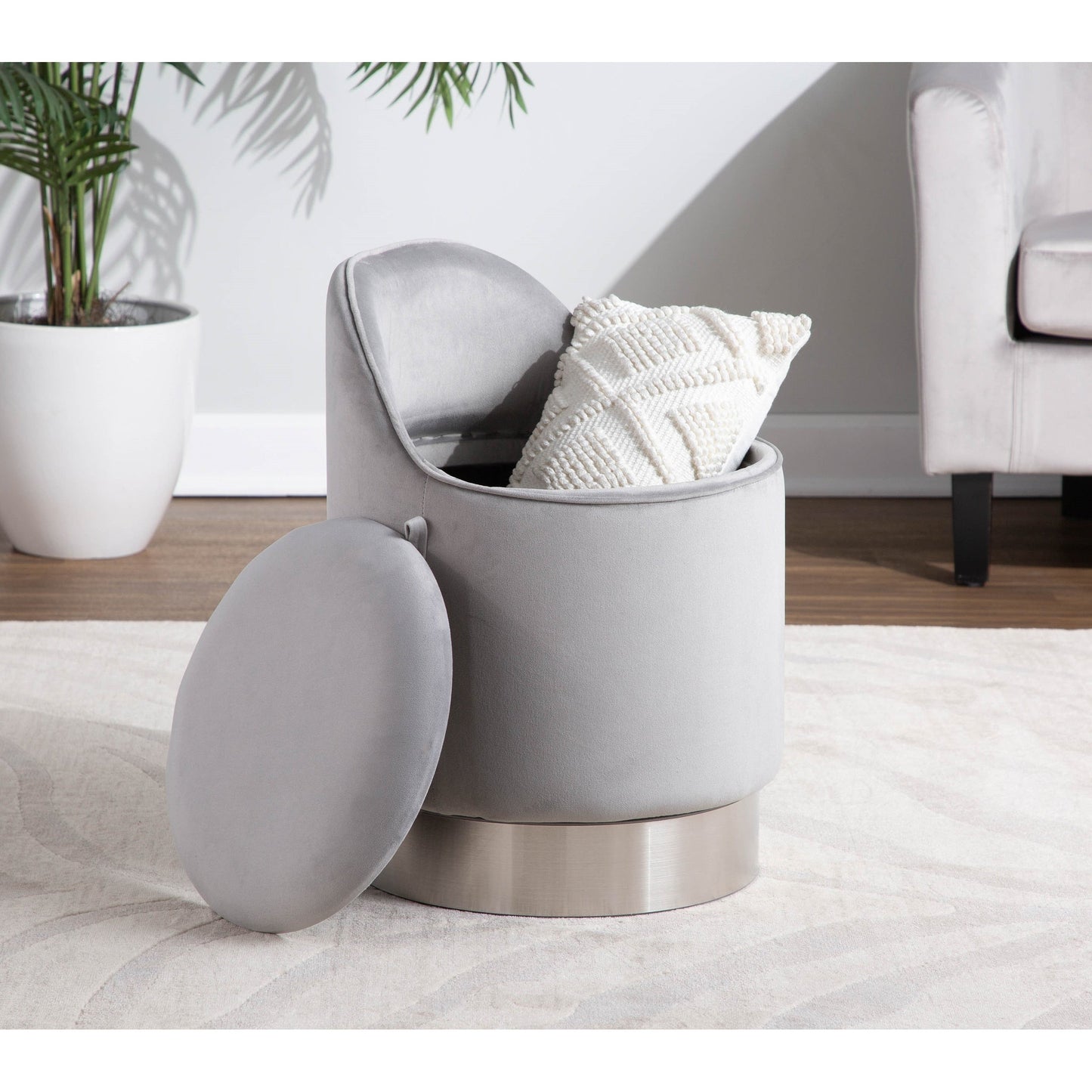 Sgabello da trucco girevole in velluto Corday di Silver Orchid