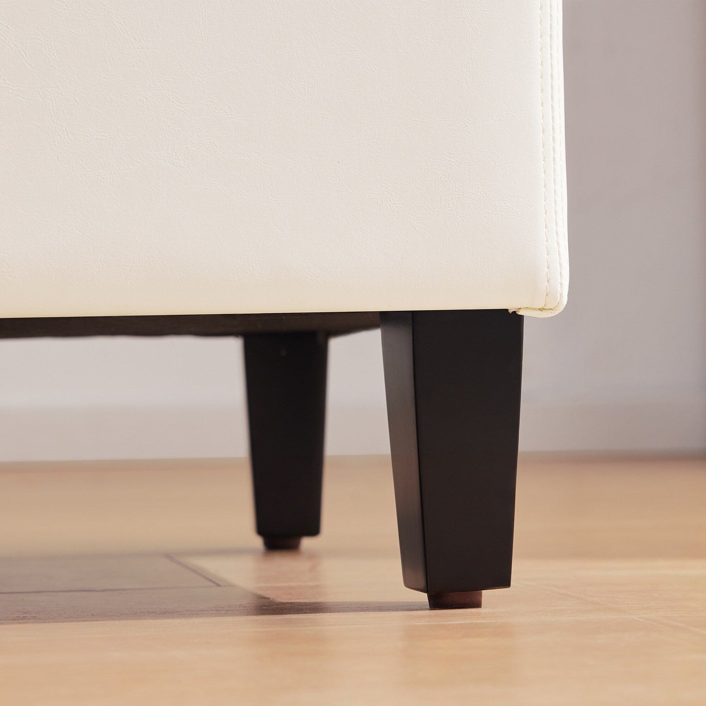 Pouf contenitore rettangolare imbottito con rivestimento in similpelle - 50,3 x 17,50 x 18 cm