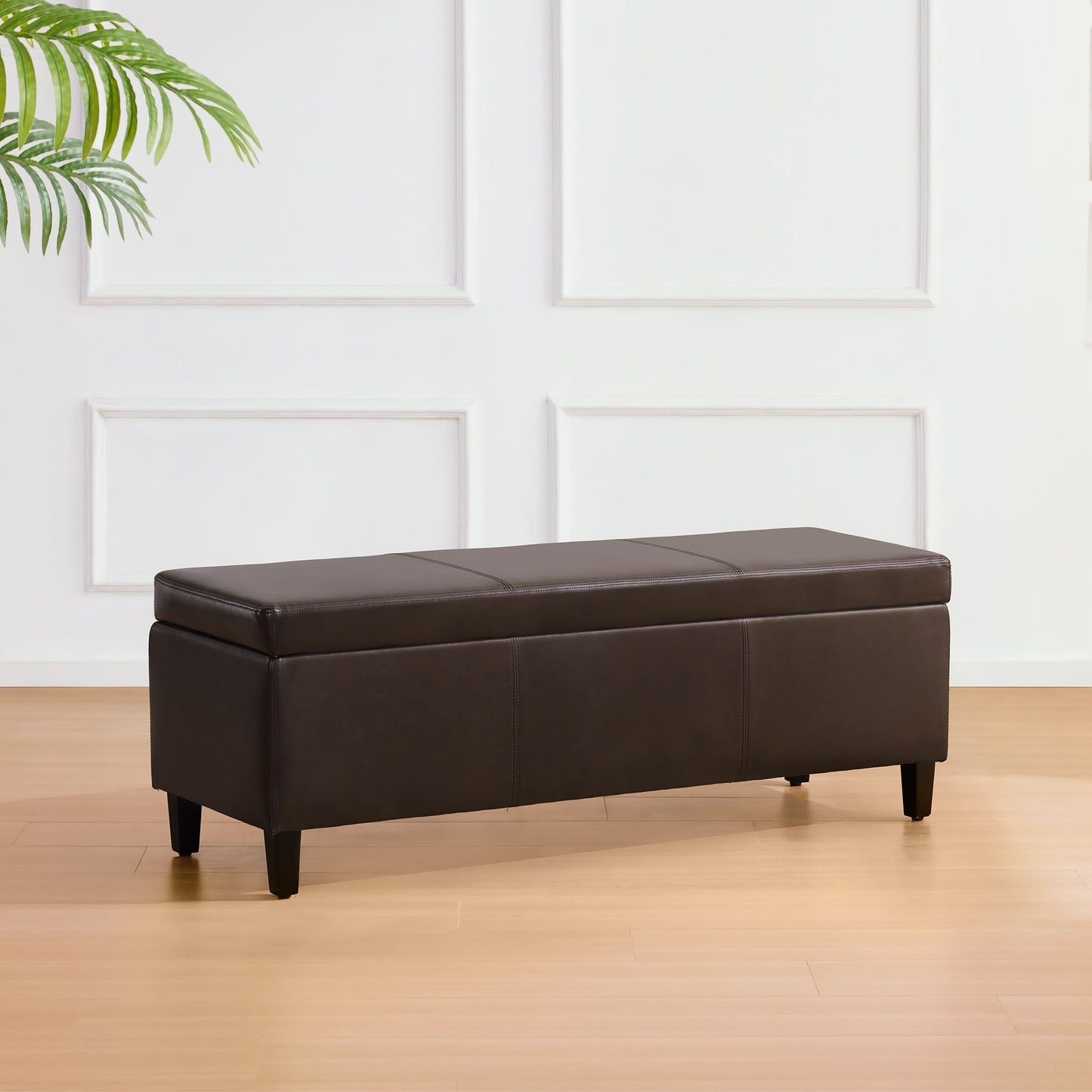 Pouf contenitore rettangolare imbottito con rivestimento in similpelle - 50,3 x 17,50 x 18 cm