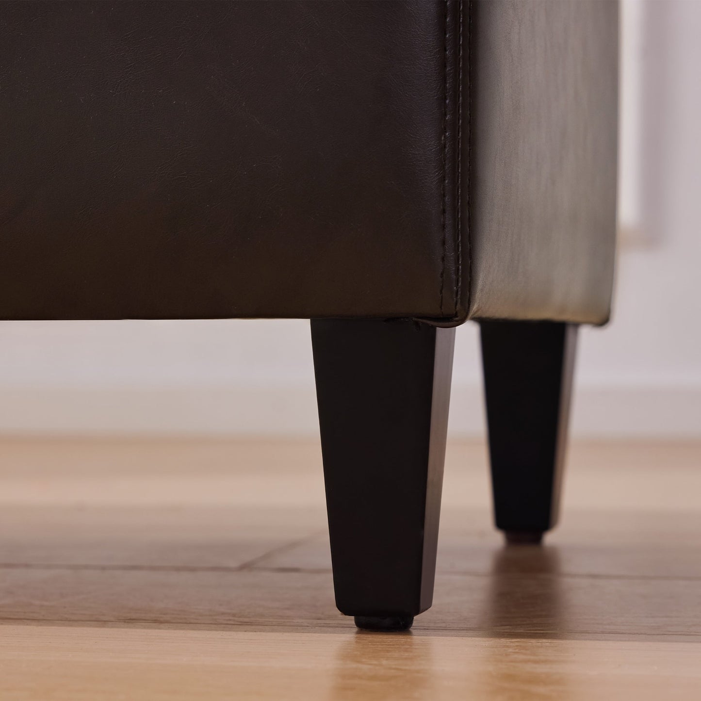 Pouf contenitore rettangolare imbottito con rivestimento in similpelle - 50,3 x 17,50 x 18 cm