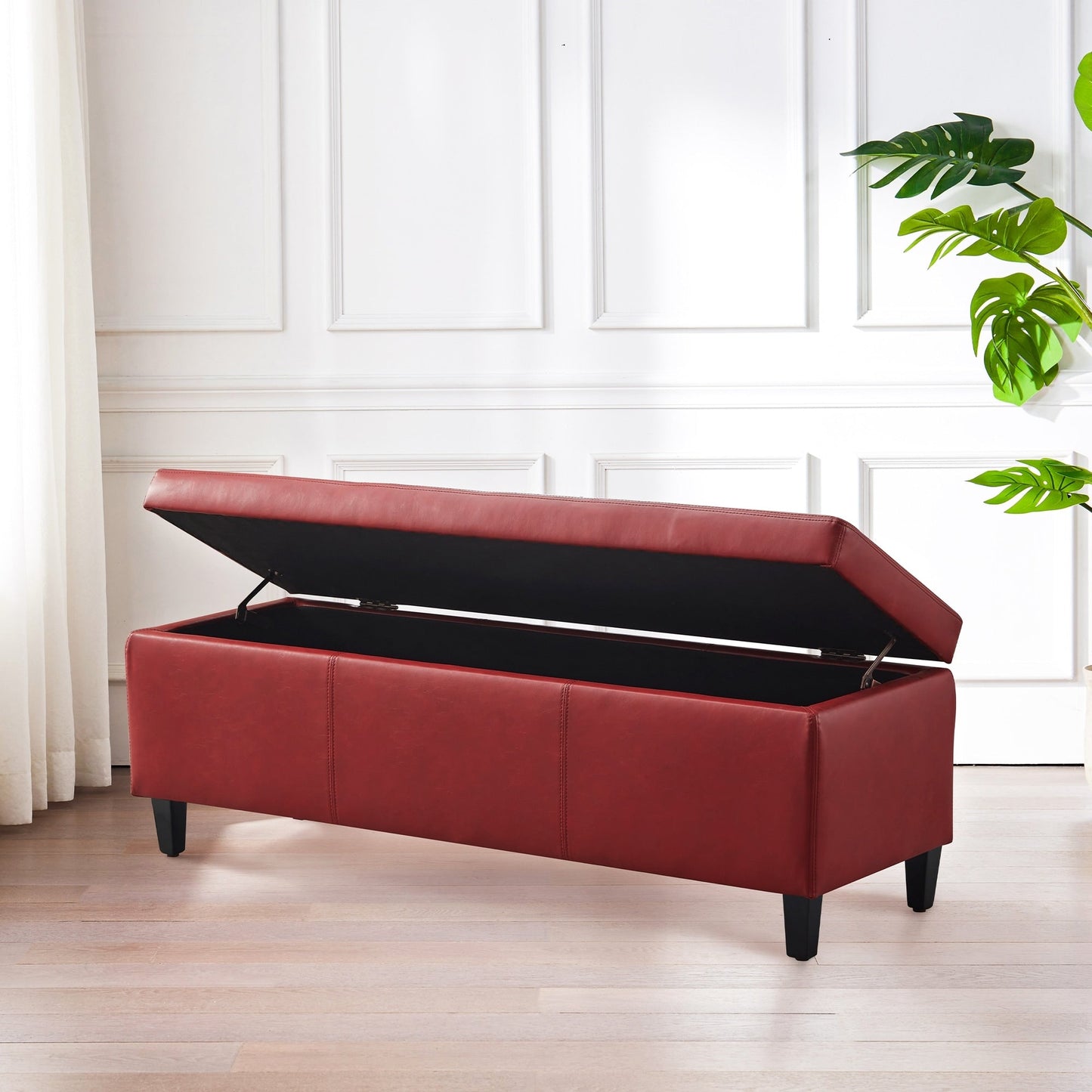 Pouf contenitore rettangolare imbottito con rivestimento in similpelle - 50,3 x 17,50 x 18 cm