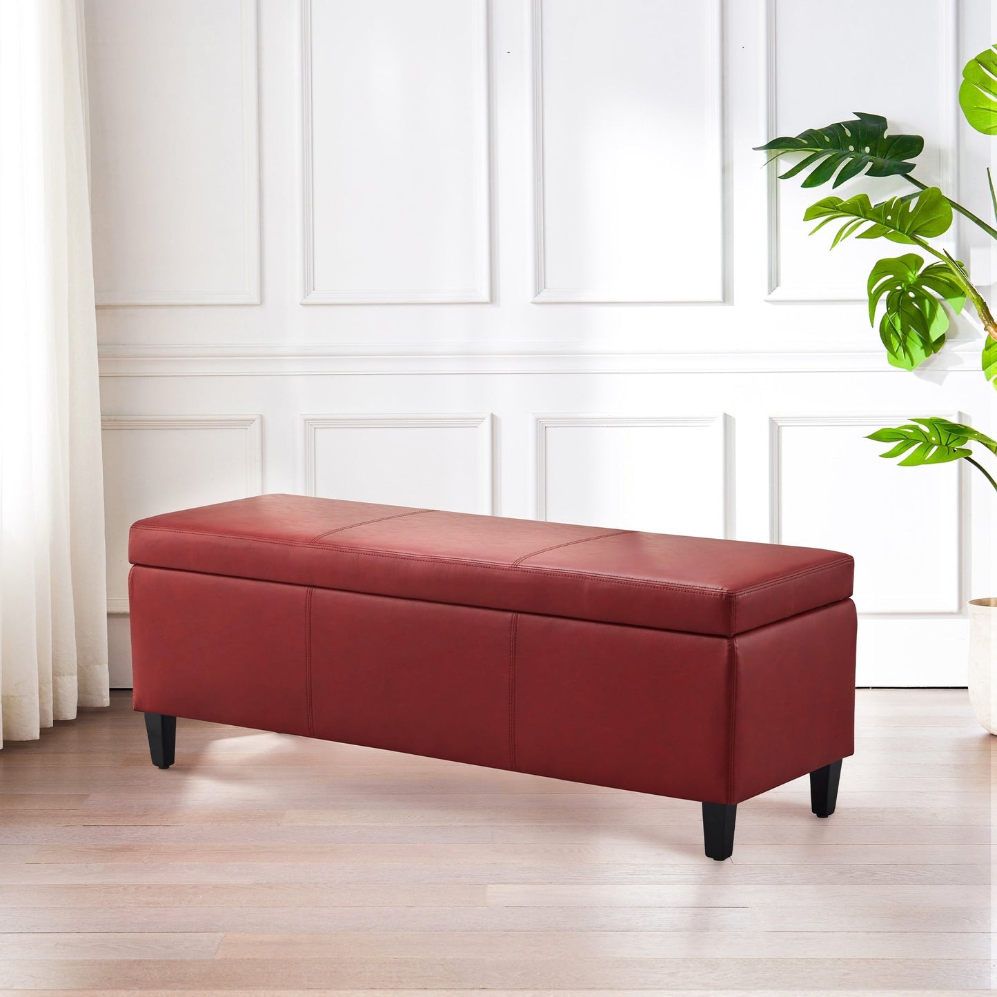 Pouf contenitore rettangolare imbottito con rivestimento in similpelle - 50,3 x 17,50 x 18 cm