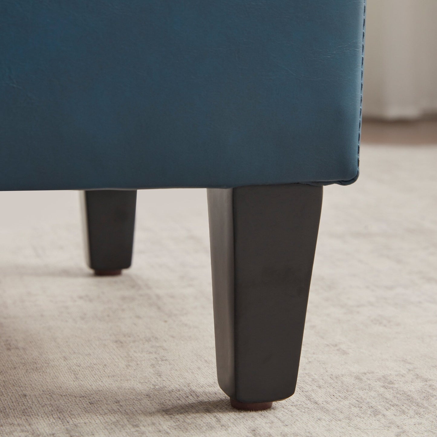 Pouf contenitore rettangolare imbottito con rivestimento in similpelle - 50,3 x 17,50 x 18 cm