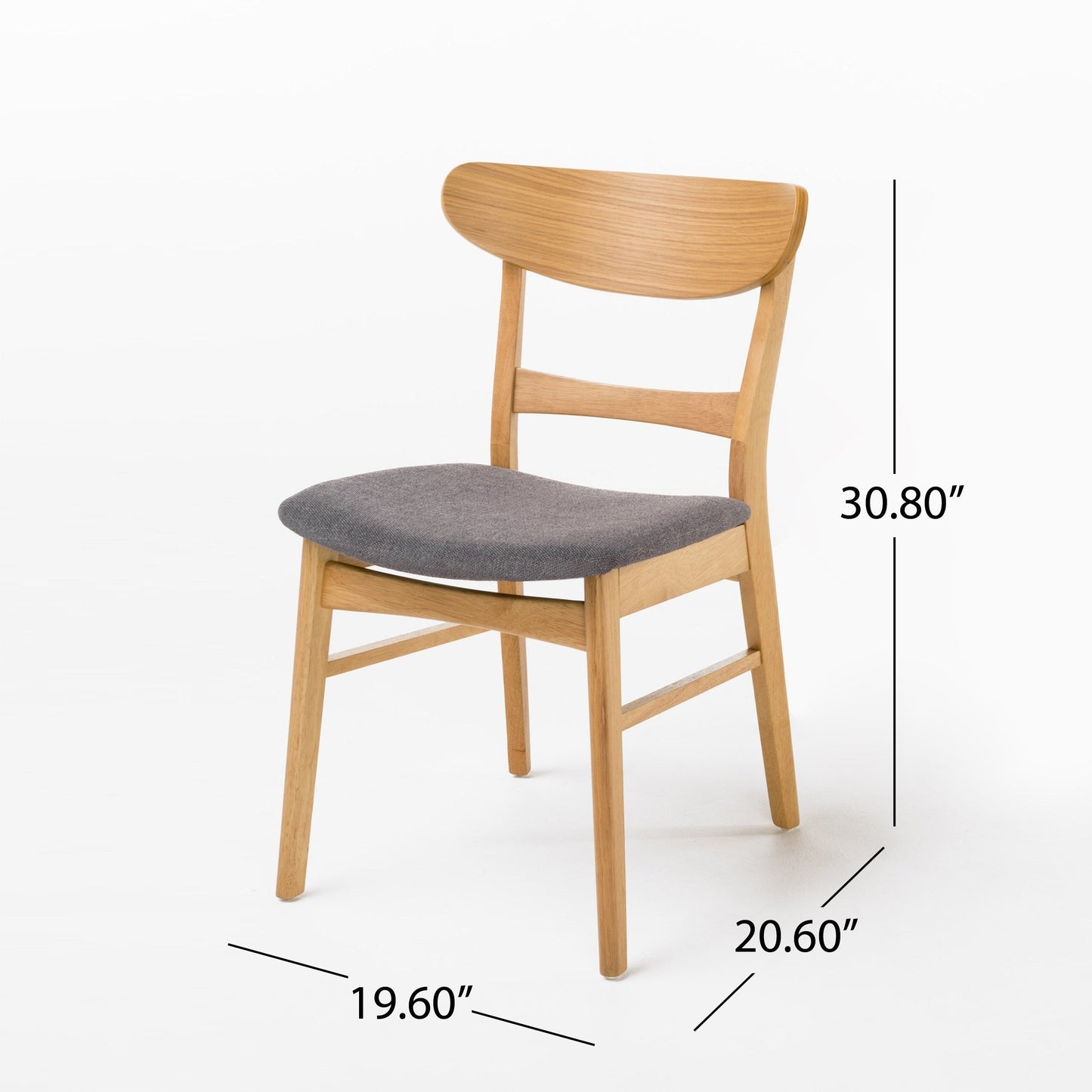 Sedia da pranzo Abrielle in legno di gomma imbottita, stile Mid-Century Modern, di Christopher Knight Home (confezione da 2)