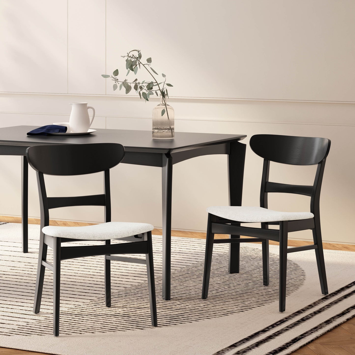 Sedia da pranzo Abrielle in legno di gomma imbottita, stile Mid-Century Modern, di Christopher Knight Home (confezione da 2)