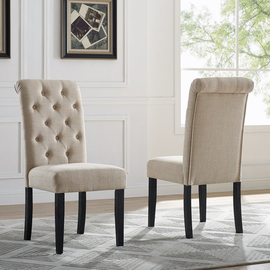 Sedia da pranzo imbottita Roundhill Furniture Leviton in legno massello (confezione da 2)