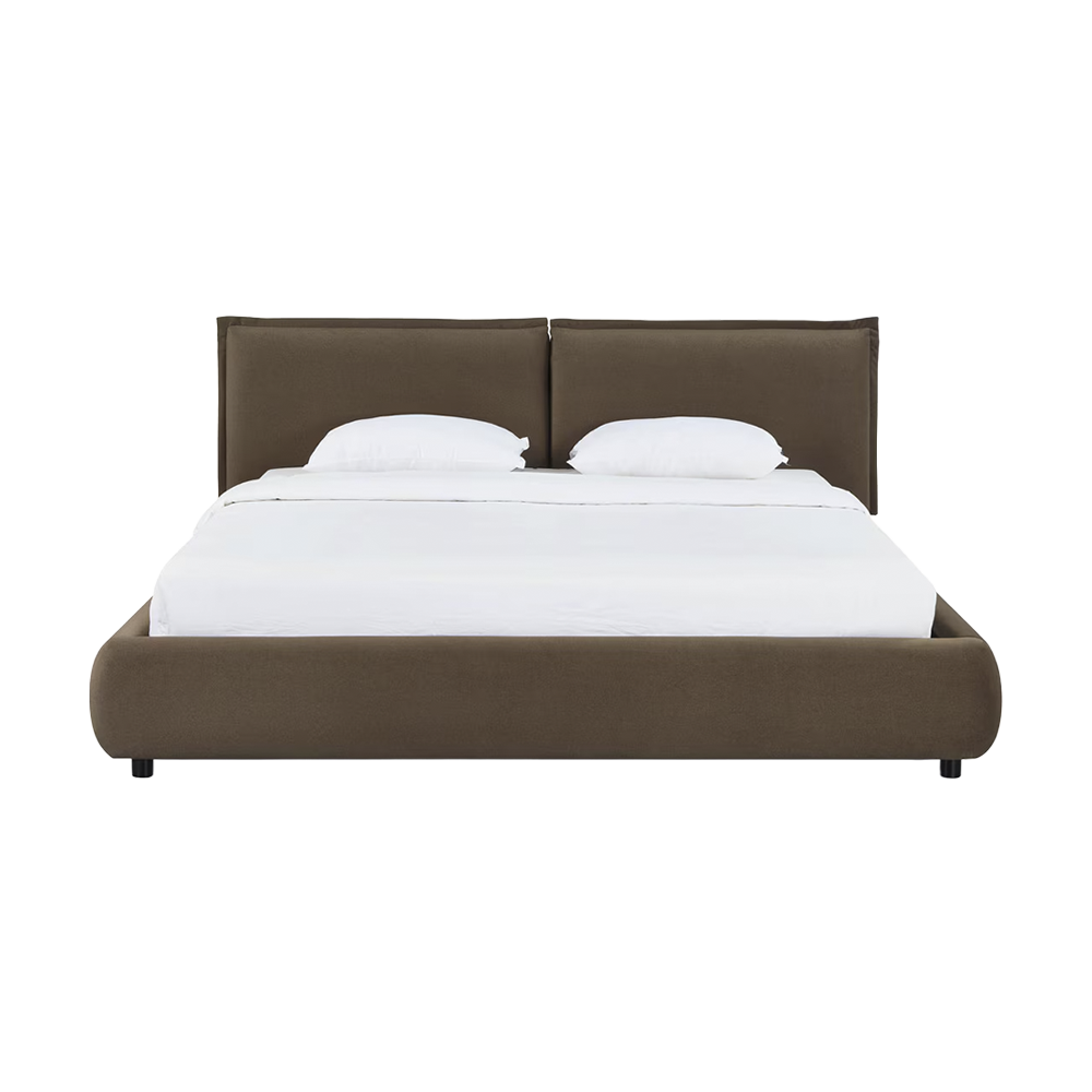 Letto matrimoniale in velluto mogano