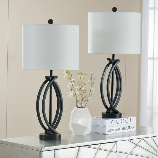 Set di lampade da tavolo in metallo nero da 26"