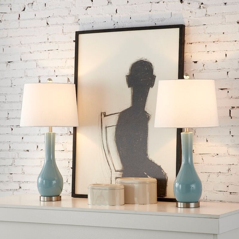 Set di 2 lampade da tavolo in ceramica da 28,5 cm con USB