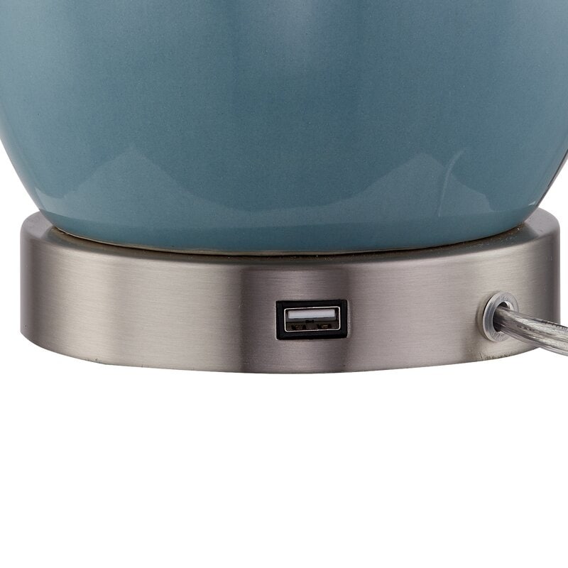 Set di 2 lampade da tavolo in ceramica da 28,5 cm con USB