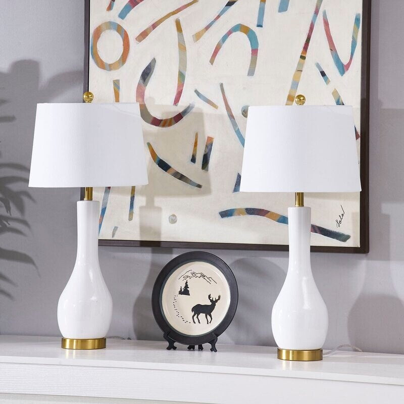 Set di 2 lampade da tavolo in ceramica da 28,5 cm con USB