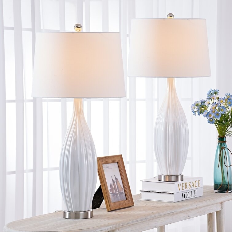Set di 2 lampade da tavolo in porcellana bianca standard 31 (Set di 2)
