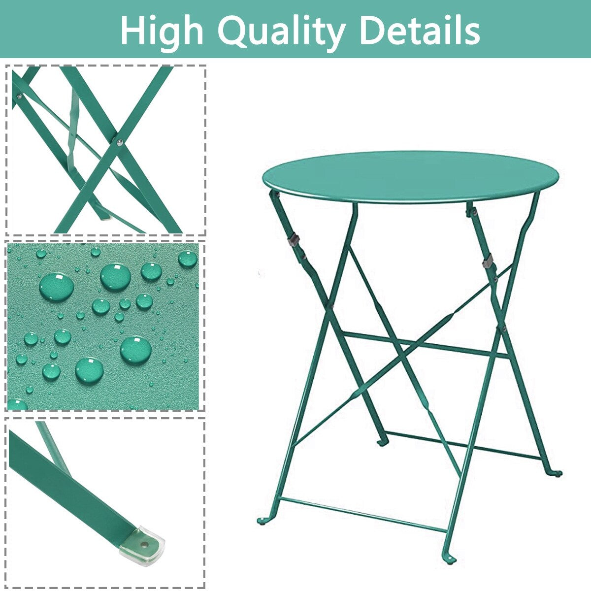 Set da bistrot pieghevole in metallo da 3 pezzi, set da conversazione per esterni/interni resistente alle intemperie, ideale per patio, cortile, giardino.