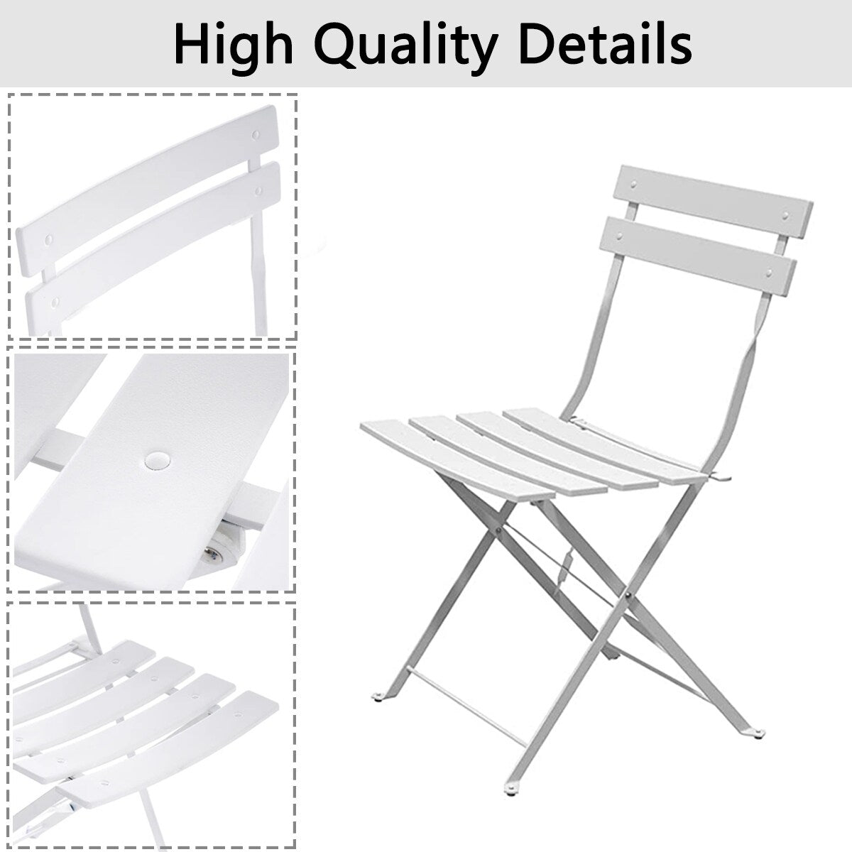 Set da bistrot pieghevole in metallo da 3 pezzi, set da conversazione per esterni/interni resistente alle intemperie, ideale per patio, cortile, giardino.