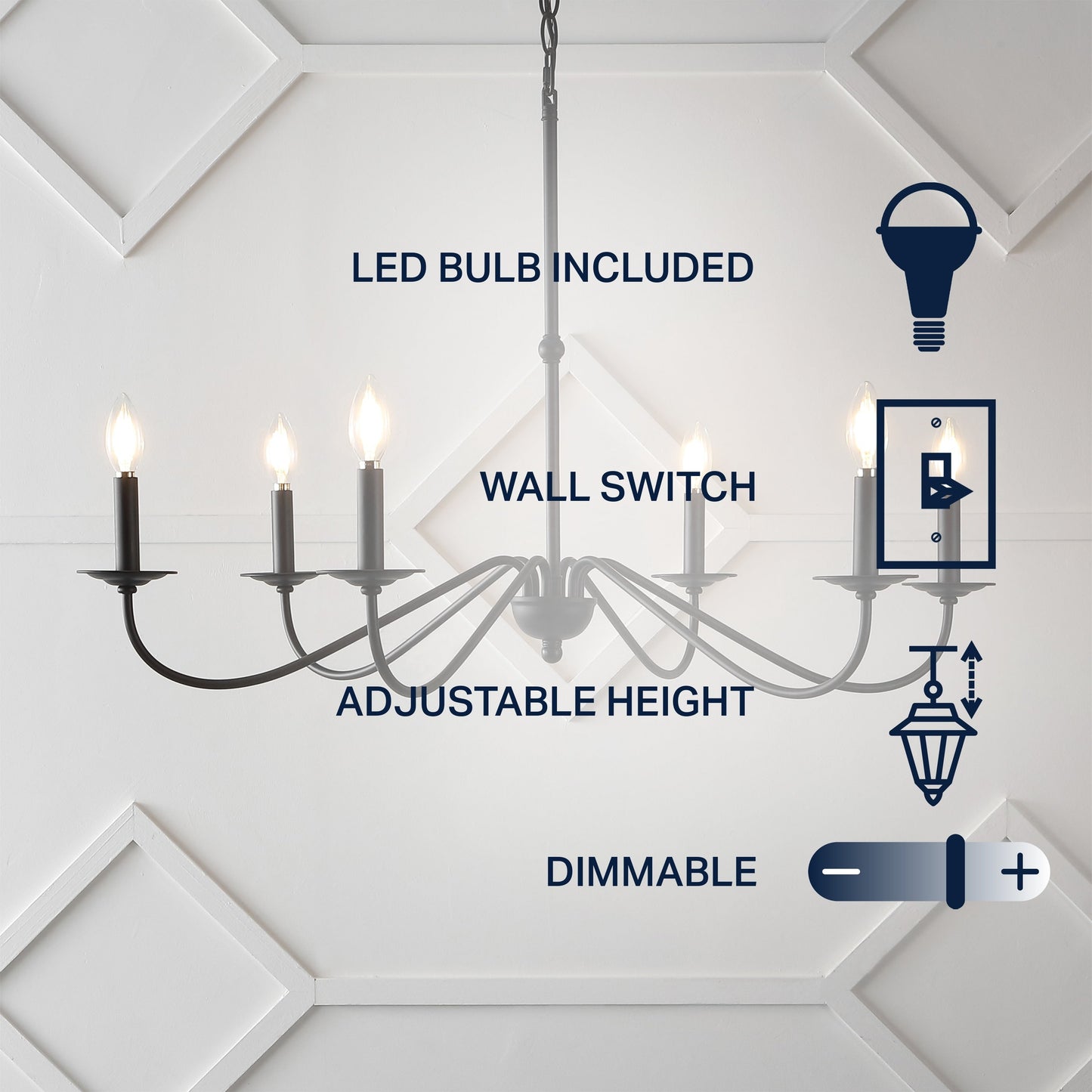 Lampadario a LED in ferro a 6 luci, 34,75 pollici, di JONATHAN Y